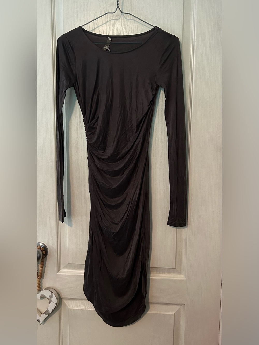 Halston Heritage Long-Sleeve Draped Midi Dress